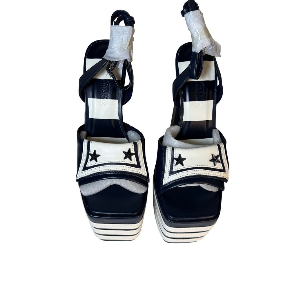 NWT Sugar Thrillz Mariniere Sailor Platform Heels Blue Size 8